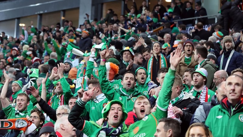 Republic of Ireland fans at the Parken Stadium. Photograph: Niall Carson/PA Wire.