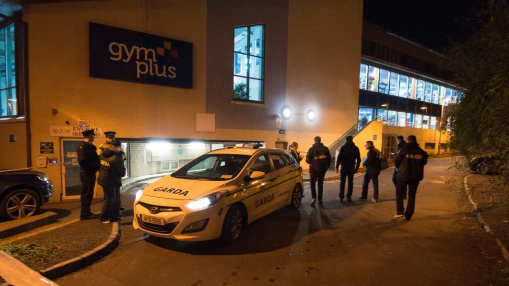 The scene of a double shooting beside a gym in the Applewood area of Swords on Thursday night. Photograph: Dave Meehan
