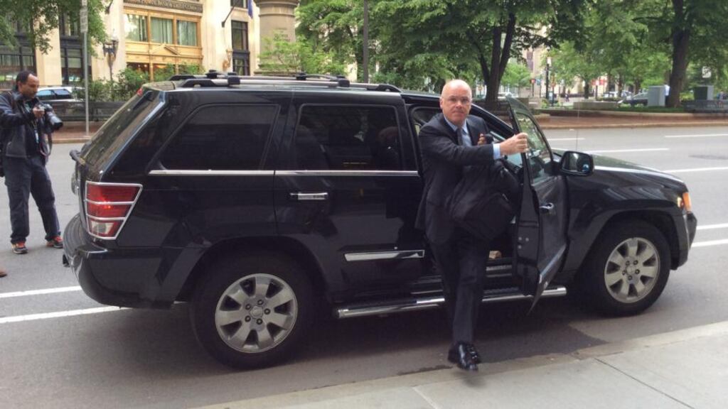 David Drumm arriving for his bankruptcy trial in Boston. Photograph: Simon Carswell / Irish Times