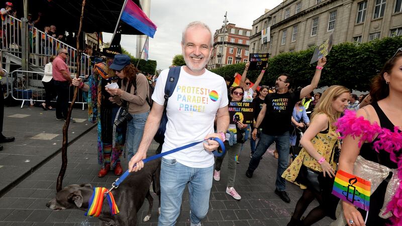 Colm O’Gorman, executive director of Amnesty International Ireland, participating in the 2019 Dublin Pride Parade. Photograph: Alan Betson