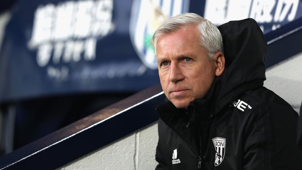Alan Pardew’s West Brom face a crunch relegation battle against West Ham on Tuesday night. Photograph: Matthew Lewis/Getty