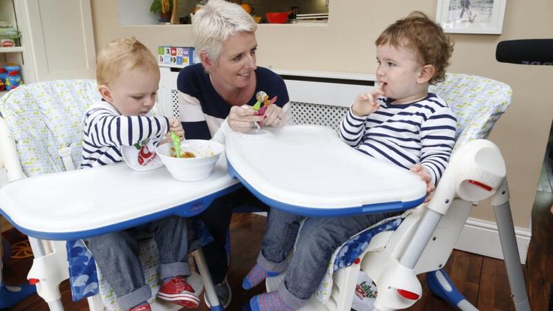 Ann Marie Brazel with twins Max and Will, from Raheny in Dublin.