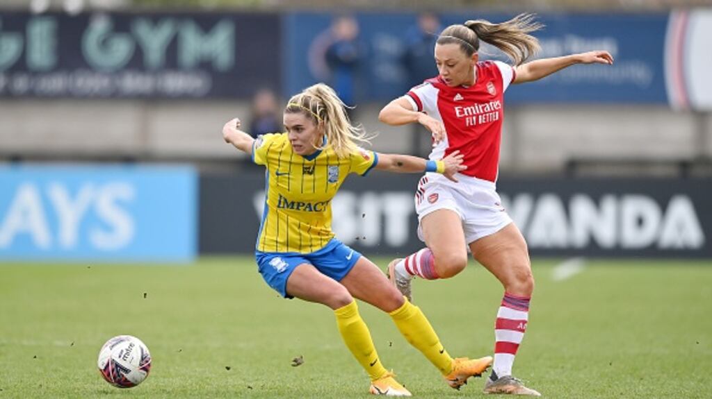 Katie McCabe’s Arsenal secured victory over Birmingham. Photograph: Justin Setterfield/Getty Images