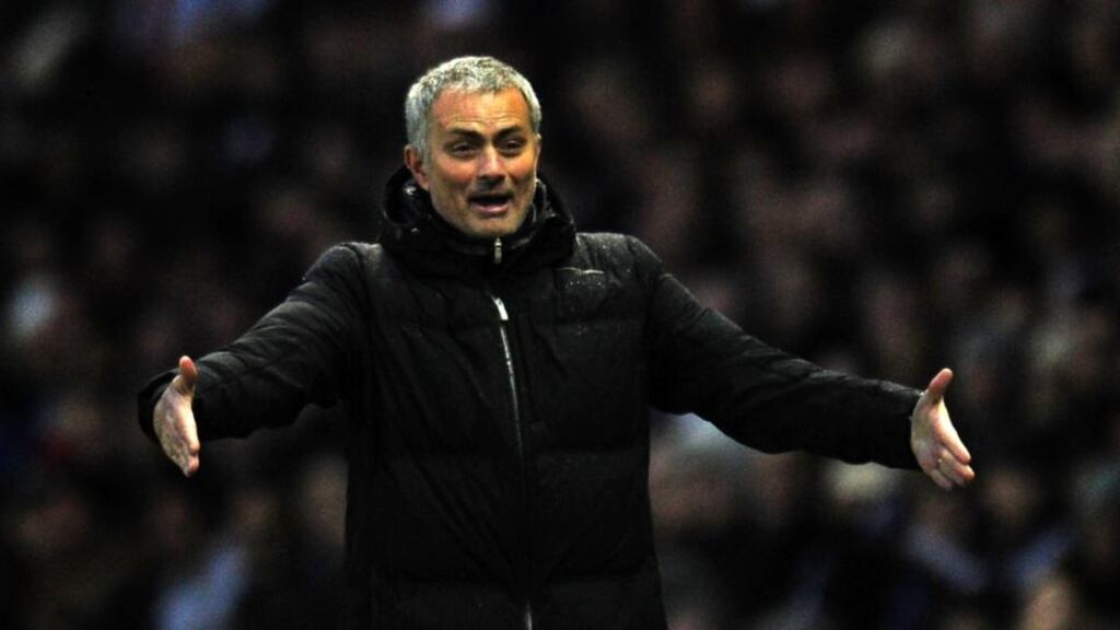 Jose Mourinho gestures during the Budweiser FA Cup Third Round match between Derby County and Chelsea at iPro Stadium in Derby, England. Photo: Shaun Botterill/Getty Images