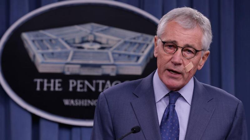 Chuck Hagel will remain in the Pentagon’s top post until a successor is named. Photograph: Chip Somodevilla/Getty Images.