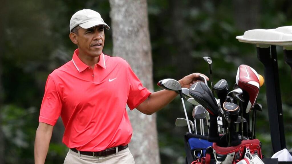 Course of action: US president Barack Obama golfing at Farm Neck Golf Club, Martha’s Vineyard, at the weekend. Photograph: Steven Senne/AP