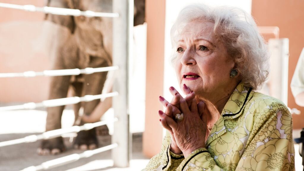 Betty White visits the Los Angeles Zoo, April 2011. Photograph: Kevin Scanlon/The New York Times