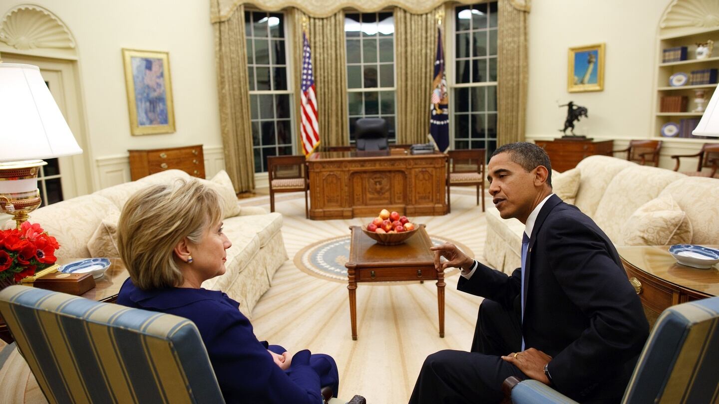 Hilary Clinton and Barack Obama in 2009