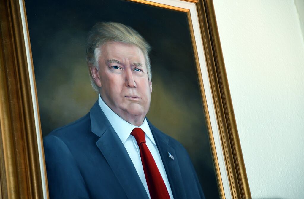 Sarah's Boardman's portrait of US president Donald Trump. Photograph: Thomas Peipert/AP