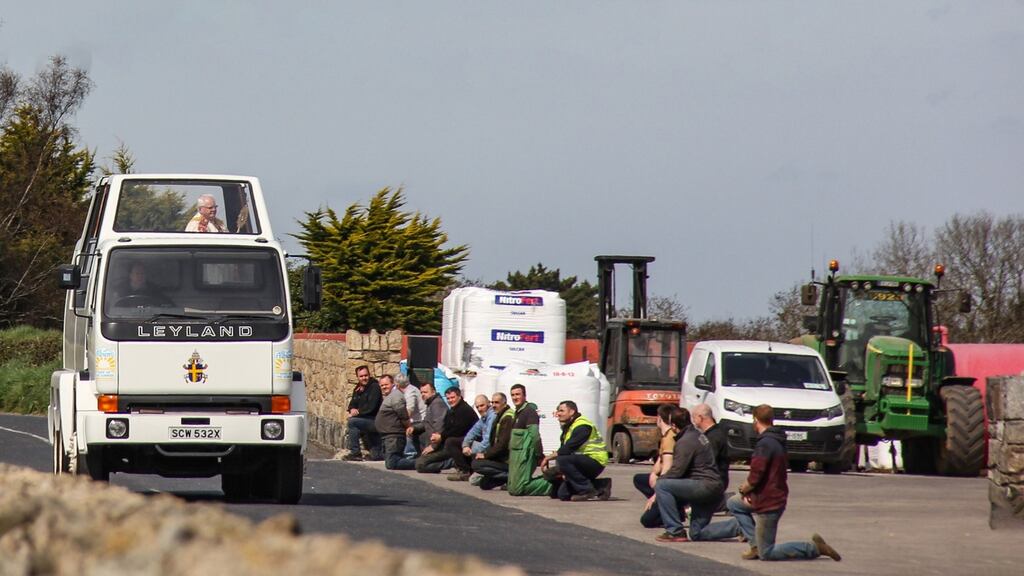 Fr Malachy Conlon brings the Blessed Sacrament to parishioners in Co Louth while churches close and services are cancelled. Photograph: Peter Larkin/Ciara Wilkinson