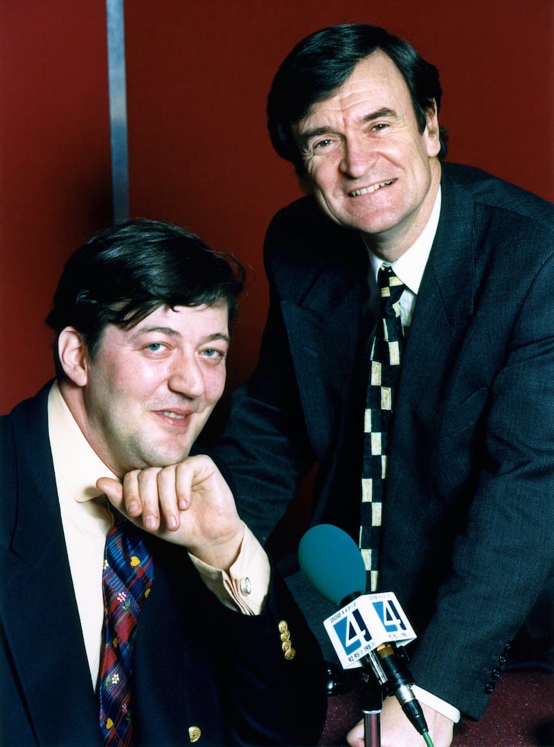 Great minds: Stephen Fry and Anthony Clare. Photograph: Jeff Overs/BBC News & Current Affairs via Getty
