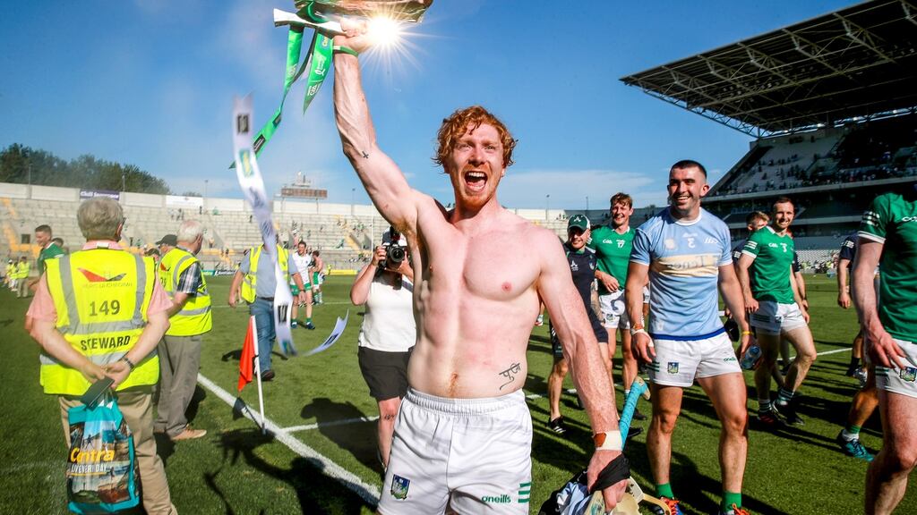 Limerick’s Cian Lynch celebrates winning the Munster title. He will likely cause Cork a lot of bother on Sunday. Photo: Tommy Dickson/Inpho
