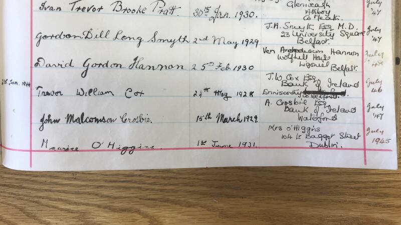 William Trevor’s name on the school roll