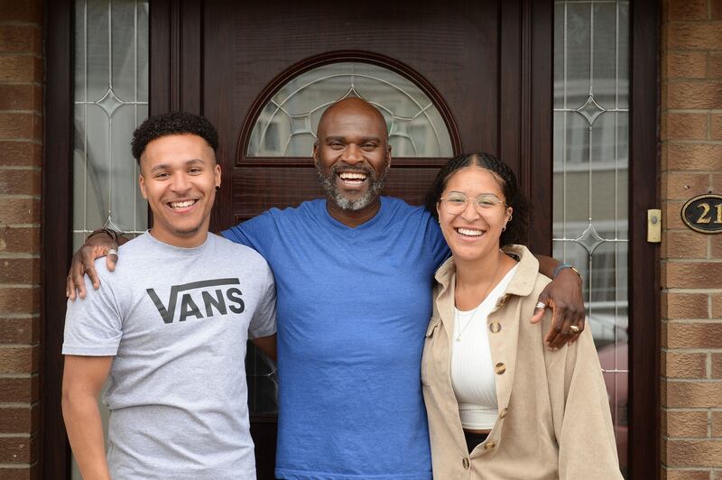 Steve Hartland with his son Lewis (23) and daughter Shauna (18) at their home in Clonsilla. Photograph: Alan Betson/The Irish Times