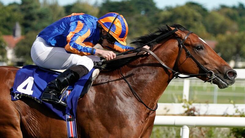 Ryan Moore riding Mogul win the KPMG Champions Juvenile Stakes at Leopardstown. Photograph: Alan Crowhurst/Getty Images