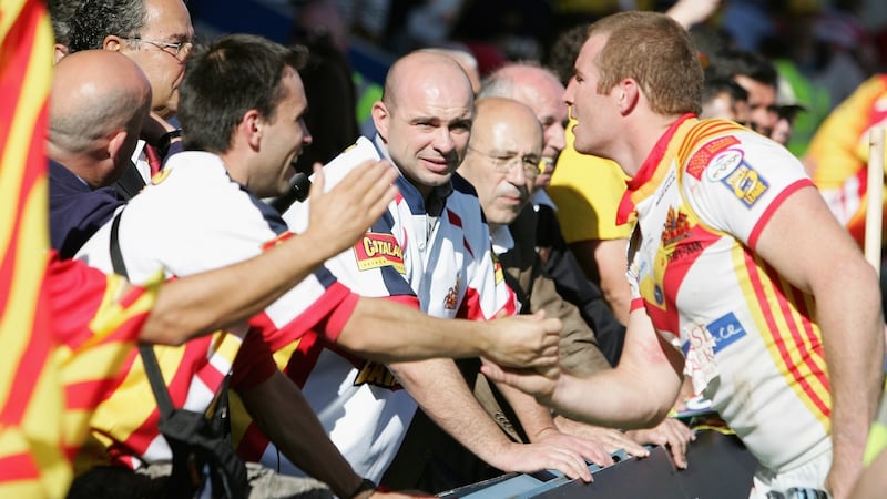 Catalonia spreads into southern France, and the dominant rugby league team in the city of Perpignan is the Catalan Dragons. Photograph: Getty Images