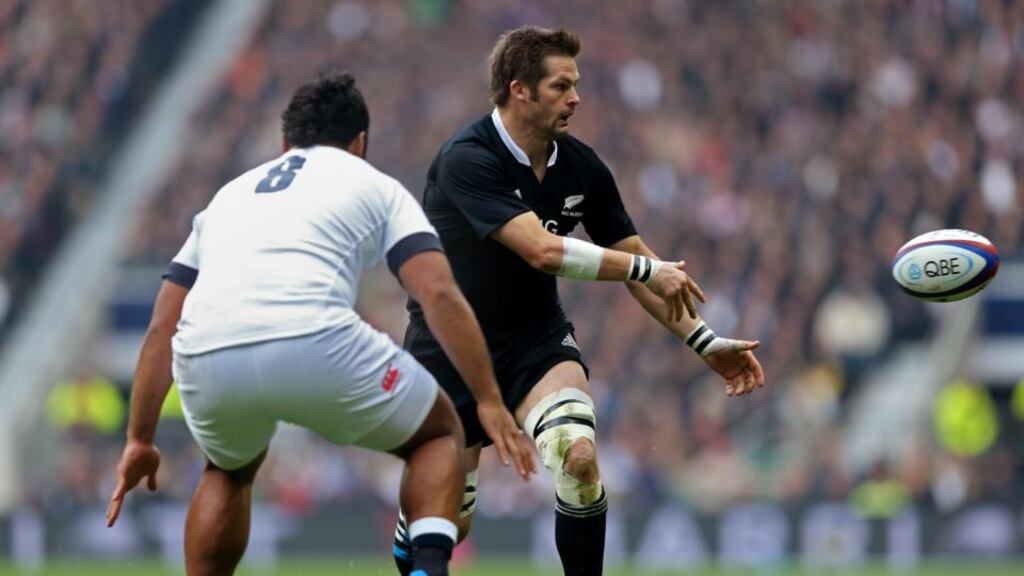 New Zealand’s Richie McCaw in action against England in last weekend’s game at Twickenham.