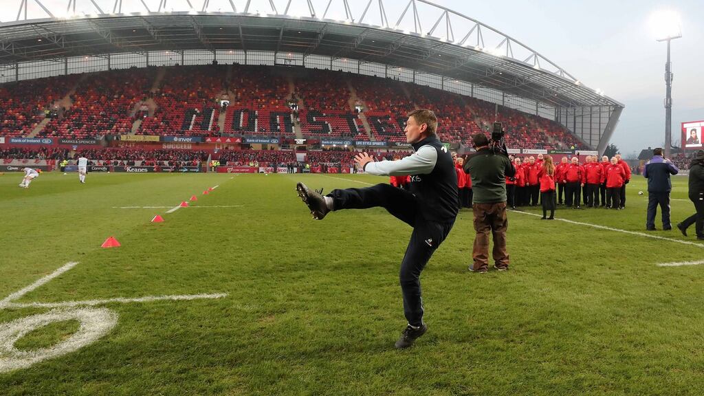Racing 92 assistant coach Ronan O’Gara ahead of the start of the Champions Cup game against Munster at Thomond Park on Saturday. Photograph: Billy Stickland/ Inpho