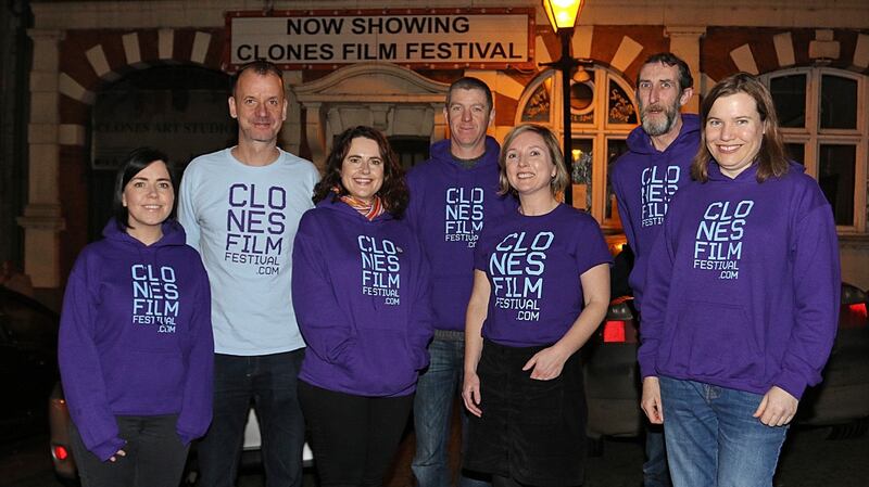 Seven of the 10 members of the Clones Film Festival Committee: Paula McQuillan, Thomas Zechner, Geraldine Zechner, Seamie McMahon (chairperson), Siobhan Sheerin, Stephen McKenna and Kathy Sheerin. Photograph: Lorraine Teevan