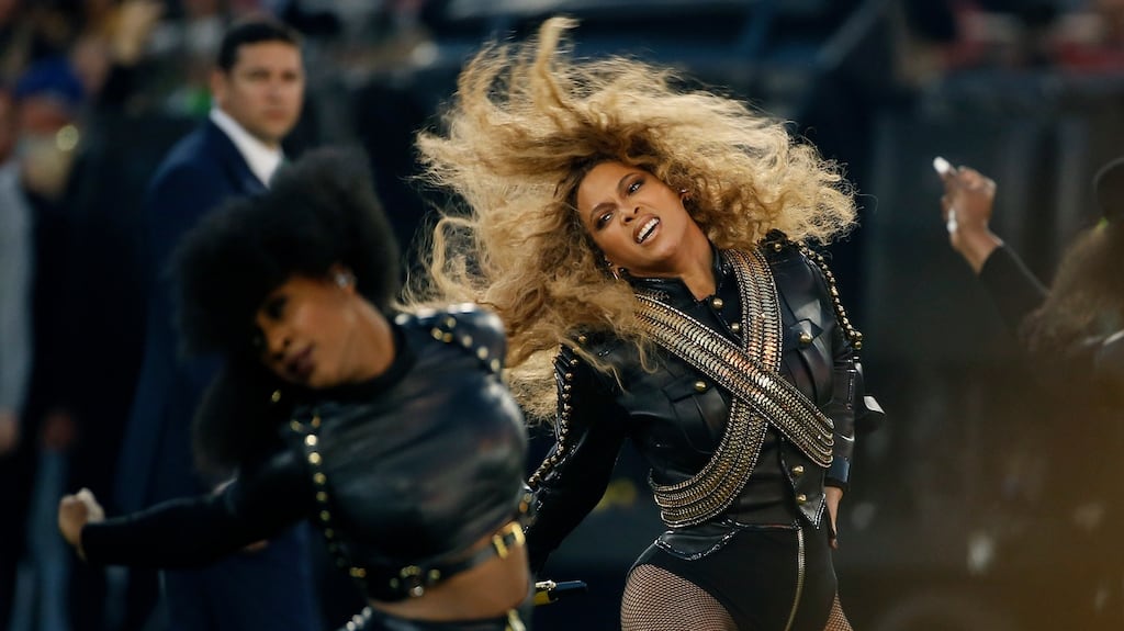 Beyoncé performs during halftime of the NFL Super Bowl 50 this year. Photograph: AP Photo/Matt Slocum