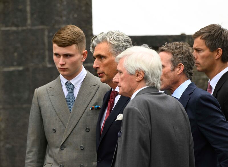 Henry Mount Charles' son, Alex, the Marquess Conyngham (centre) at St Patrick's Church of Ireland in Slane. Photograph: Mark Marlow/PA Wire
