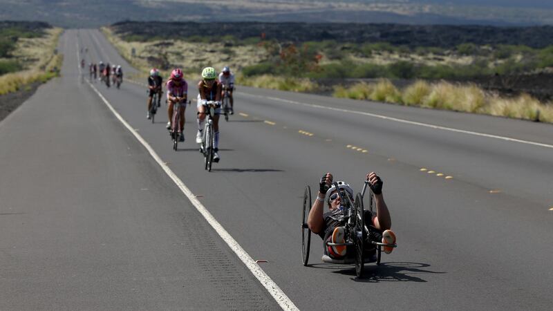 Athlete competing during the Ironman World Championship in Kailua Kona, Hawaii.