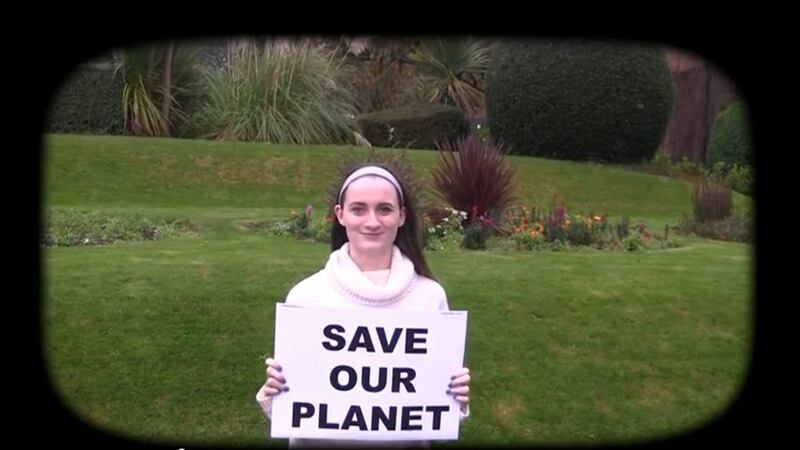 One of Mount Temple’s students sending a message to world leaders at Cop21