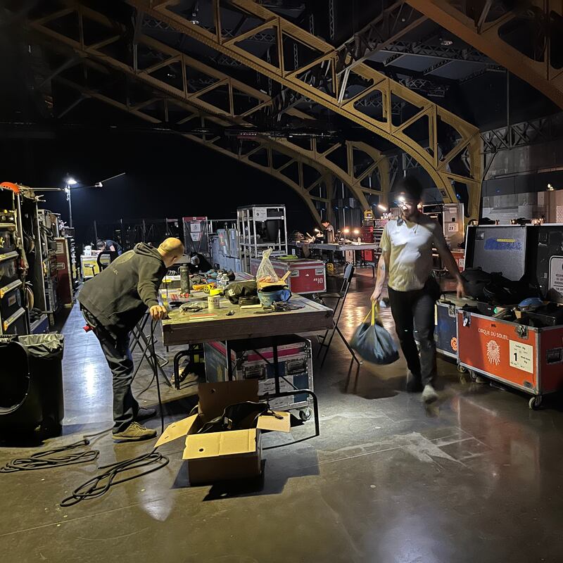 An equipment area backstage. Photograph: Deirdre Falvey