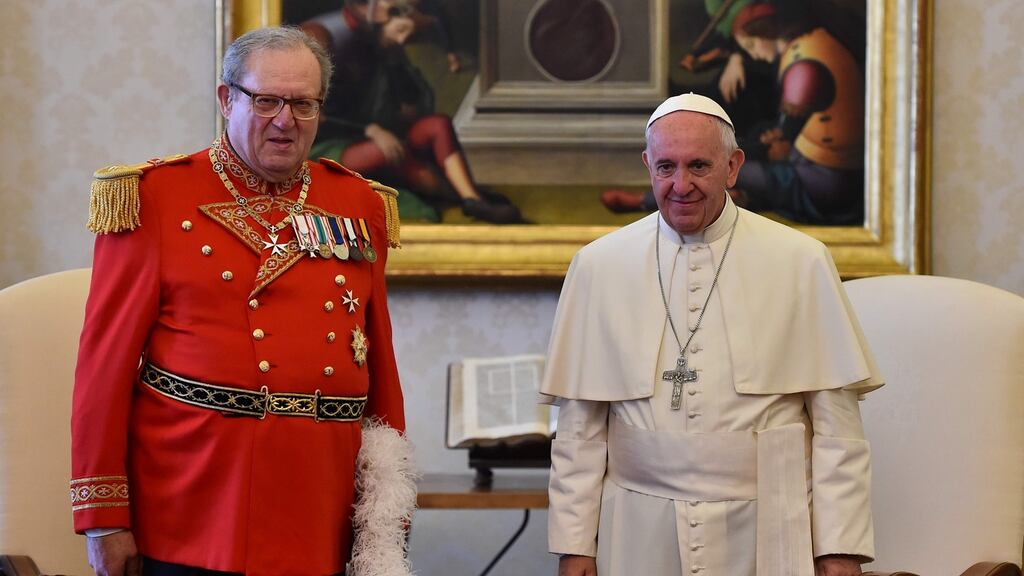 Pope Francis has accepted the ‘resignation’ of the Sovereign Order of Malta’s Grand Master, Englishman Matthew Festing (left), who had been involved in an internal row about the distribution of condoms. File image: Gabriel Bouys/AFP/Getty Images