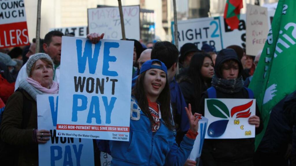 Anti-water charges protests: the latest form of lump-sum charge, the water charges, is the main focus of organised opposition to taxes today. Photograph: Nick Bradshaw