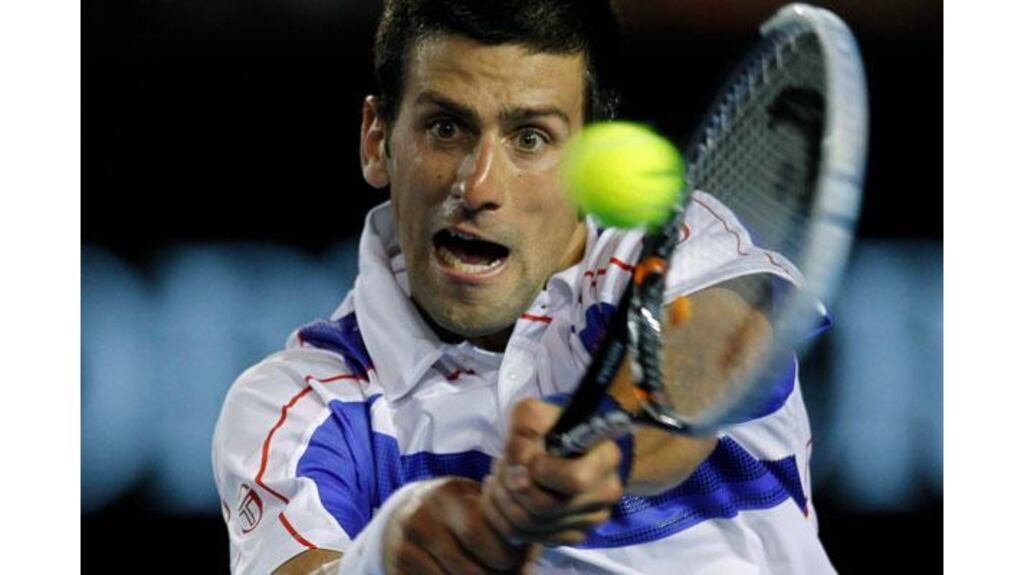Novak Djokovic of Serbia plays sensationally defeats Roger Federer to book his place in the Australian Open final in Melbourne. Photograph: Yuriko Nakao/Reuters