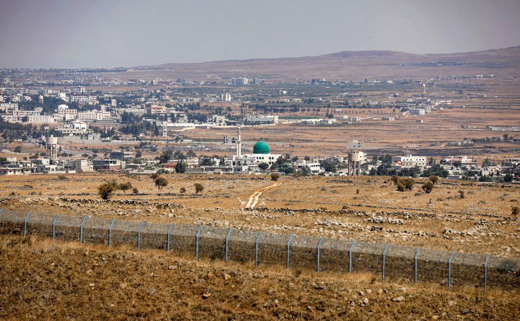 A view of the border fence between the Israel-annexed Golan Heights and Syria. Photograph: Jalaa Marey/AFP/Getty Images