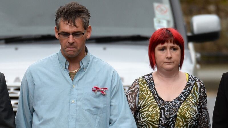 Paul and Coral Jones, the parents of April Jones, arrive at Mold Magistrates Court this morning. Photograph: Jeff J Mitchell/Getty Images.
