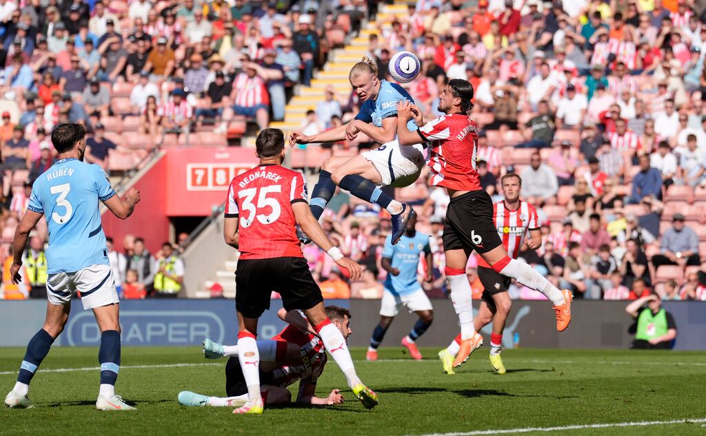 Manchester City's Erling Haaland in action against Southampton. Photograph: Andrew Matthews/PA