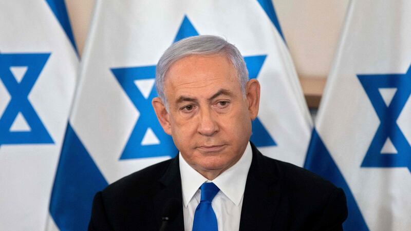 Binyamin Netanyahu: Accused his former aide of using “the same hollow slogans about hate and division”, and of “committing the fraud of the century”. Photograph: Sebastian Scheiner/POOL/AFP via Getty Images