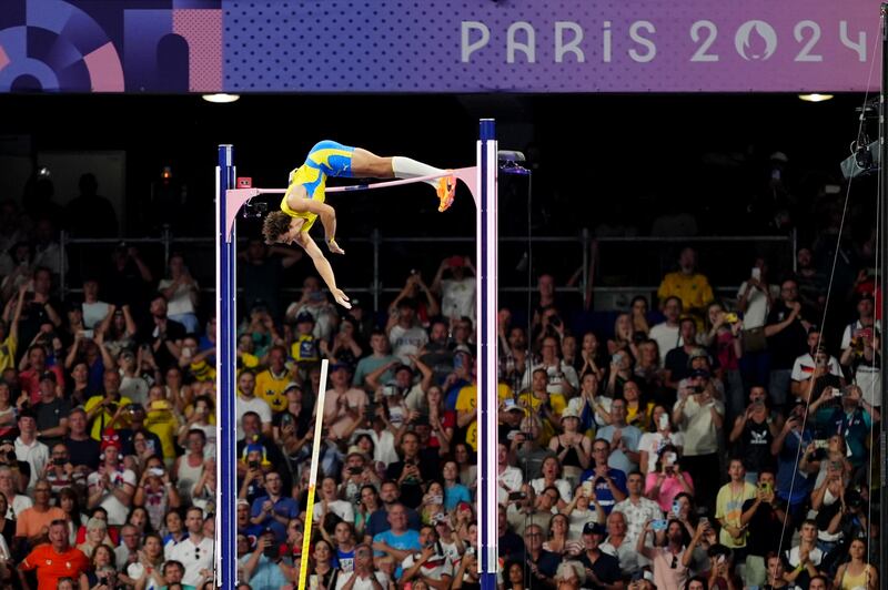 Sweden's Armand Duplantis set a new world record when clearing 6.25m to win the men's pole vault at the Olympics. Photograph: Peter Byrne/PA Wire.