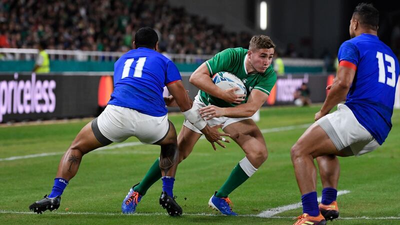 Jordan Larmour scored a second-half try after starting at fullback against Samoa. Photograph: Christophe Simone/AFP/Getty