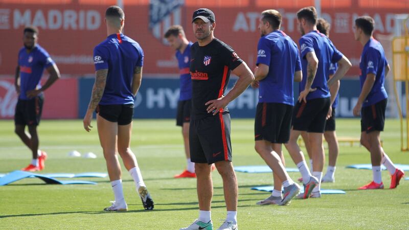 Diego Simeone will have his team focused for their Champions League quarter-final clash with RB Leipzig. Photograph: EPA