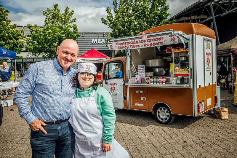 Sarah with her dad, Tommy, at Castletroy Farmers' Market. Photograph: Brian Arthur