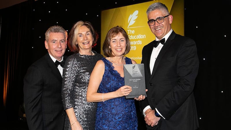 Donal McAlister, International Education Specialist presents the Best Further Education Provider award to Richard O’Sullivan, Jacqueline Kearney and Deirdre O’Sullivan, CSN College