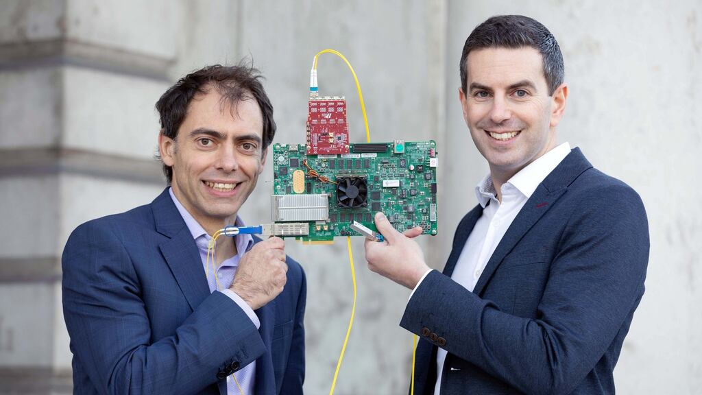 Prof Marco Ruffini of the Connect centre in Trinity College Dublin and Dr Robin Giller of Intel launch a new €600,000 research partnership to explore 5G optical networks.