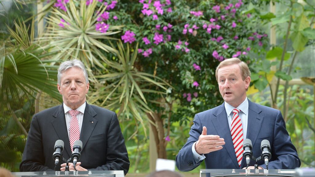 Northern Ireland First Minister Peter Robinson with Taoiseach Enda Kenny: Cerberus wrote the letter ahead of a meeting between the company, Mr Robinson, his special adviser and the north’s then Minister of Finance, Simon Hamilton. Photograph: Alan Betson