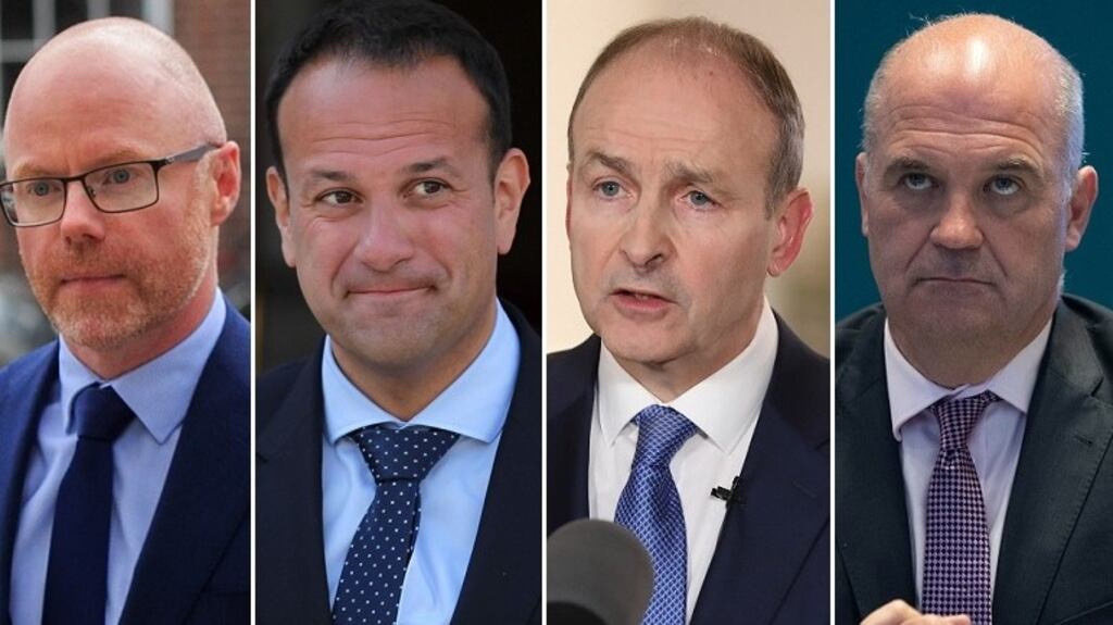 Minister for Health Stephen Donnelly (left), Tánaiste Leo Varadkar, Taoiseach Micheál Martin and Chief Medical Officer Dr Tony Holohan. Photograph: Collins/PA Wire