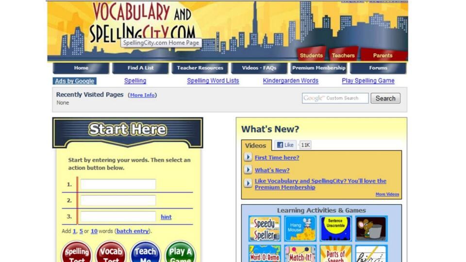 Spelling City is for children aged four and over.