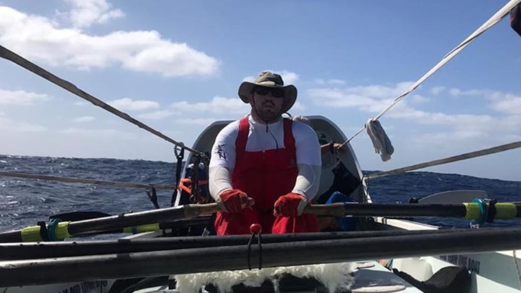 Shane Ryan on board during his trip across the Atlantic. Photograph: Facebook