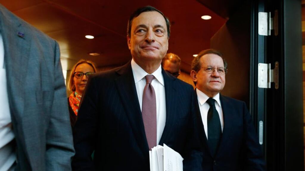 ECB president Mario Draghi pointed to the possibility of some short-term deleveraging as banks prepare for an assessment of balance sheets. Photograph: Ralph Orlowski/Bloomberg