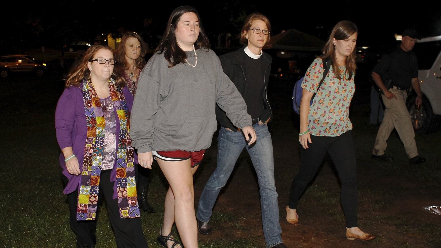 Kayla Gissendaner arrives to thank supporters of her mother Kelly Gissendaner as they wait for the execution of Gissendaner at the Georgia Diagnostic and Classification Prison. Photograph: Tami Chappell/Reuters