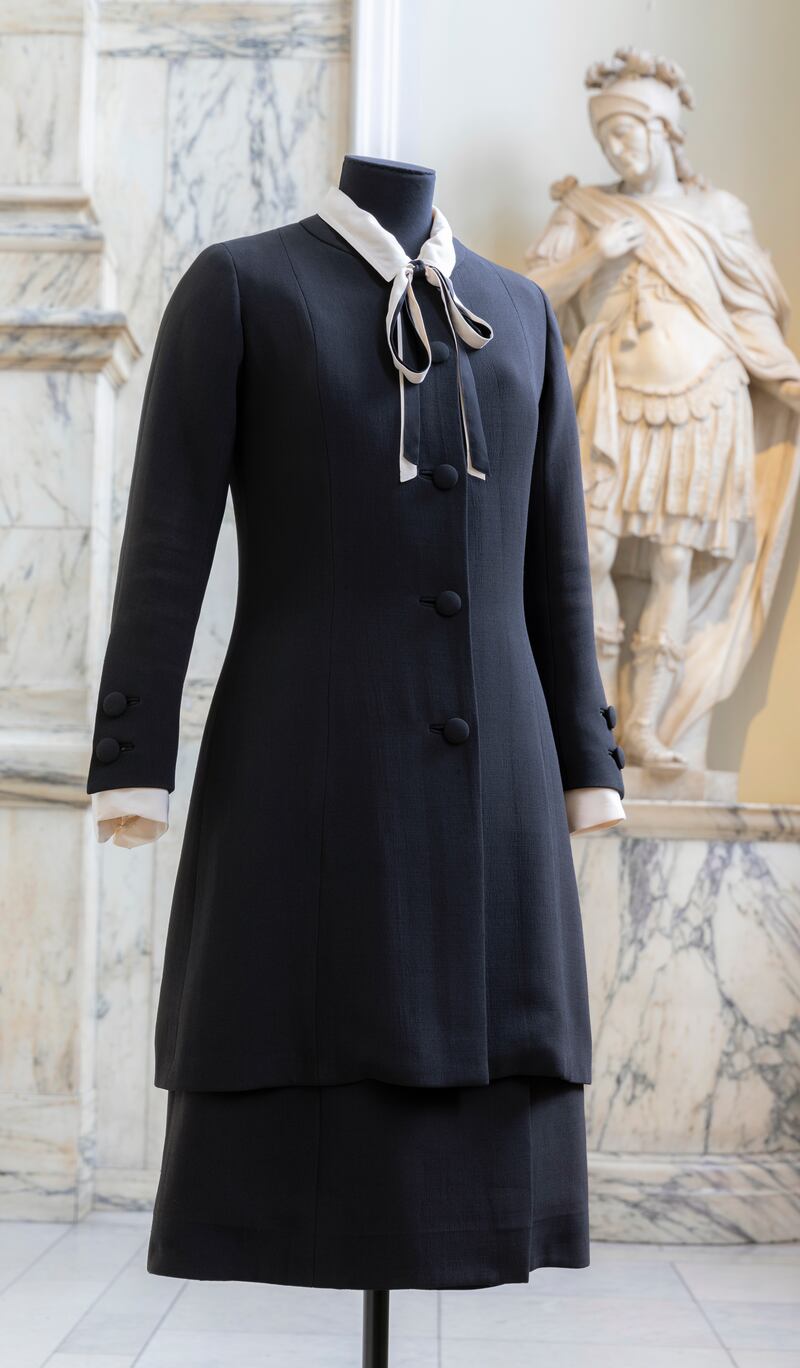 Chanel could draw from menswear in intriguing ways, as in a tennis suit with Peter Pan collar and white bib front like a man’s dress shirt. Photograph: Peter Kelleher