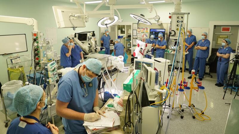 The operating theatre before surgery using the Rosa robot at Beaumont Hospital. Photograph: Enda O’Dowd/The Irish Times