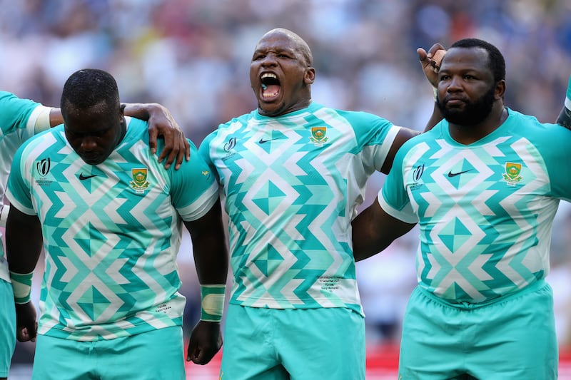 If South Africa lose Bongi Mbonambi (centre), their selection gamble may backfire. Photograph: Cameron Spencer/Getty Images